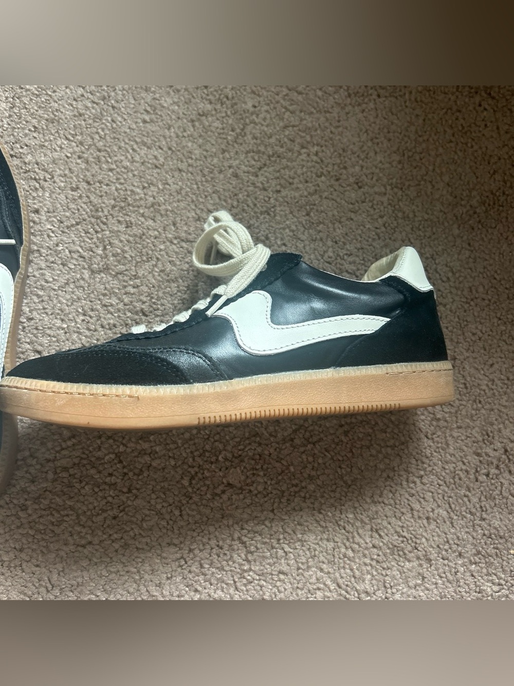 Dolce Vita Black Leather Sneakers with White Accent